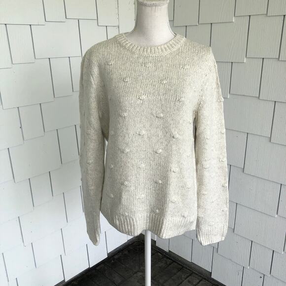 Lucky Brand Bobble Crew Neck Sweater Oatmeal Grey Women's - Picture 2 of 5